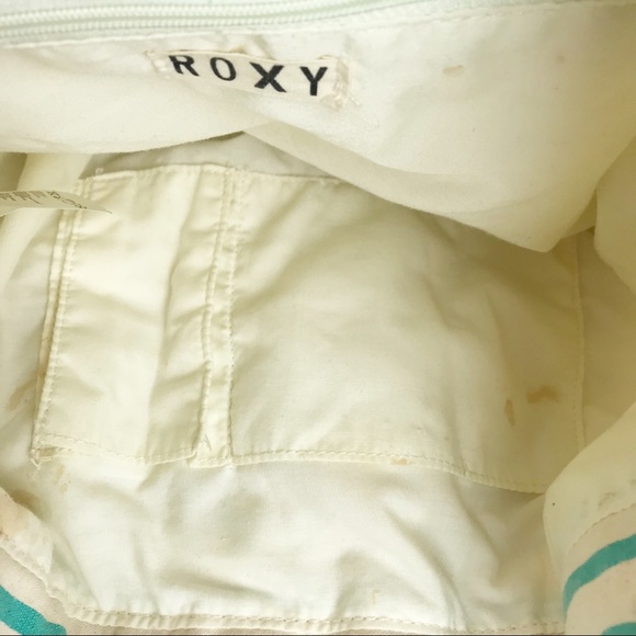 ROXY Boho Drawstring Bag Purse Aqua Striped - Picture 6 of 10